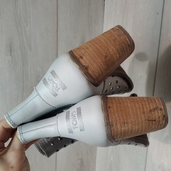 Toms Women Majorka Ankle Leather Peep Open Toe Heels boots shoes sz 8.5 - Picture 5 of 14